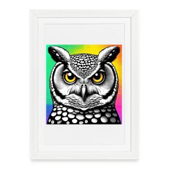 hibou - Affiche encadrée (27 × 37 cm) - blanc - Devant
