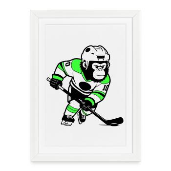ijshockey gorilla - Framed poster (27 × 37 cm) - white - Front