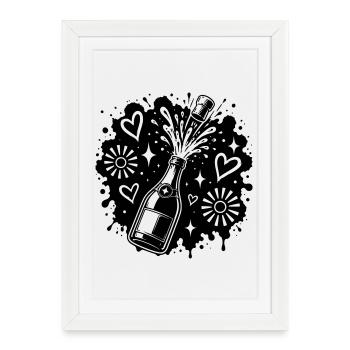 Sektflasche Party Splash Motiv - Affiche encadrée (27 × 37 cm) - blanc - Devant