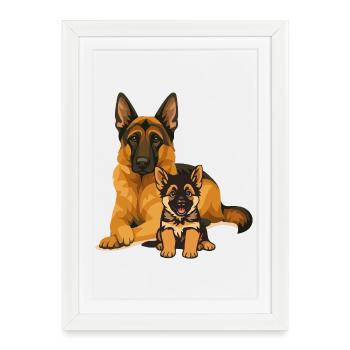 Dog Duo: Shepherd & Chihuahua - Framed poster (27 × 37 cm) - white - Front