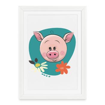 Cute Piggy - Framed poster (27 × 37 cm) - white - Front