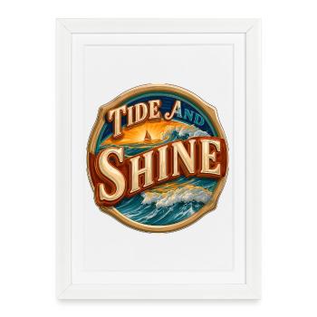 Vagues de l’océan Tide and Shine Sunset Voilier - Affiche encadrée (27 × 37 cm) - blanc - Devant