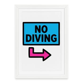 No Diving Sign Pool Retro - Framed poster (27 × 37 cm) - white - Front