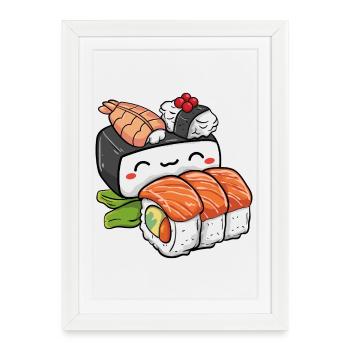Sushi kawaï - Affiche encadrée (27 × 37 cm) - blanc - Devant