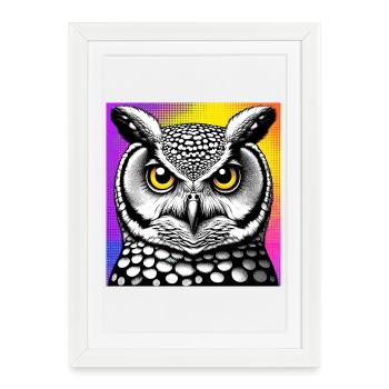 hibou - Affiche encadrée (27 × 37 cm) - blanc - Devant