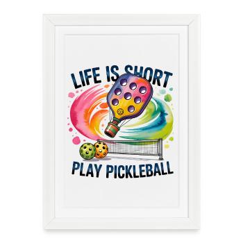 Cadeau sportif d’art Rainbow Pickleball - Affiche encadrée (27 × 37 cm) - blanc - Devant