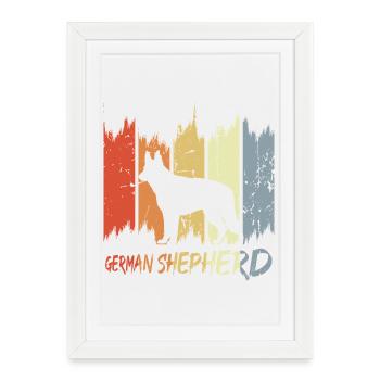 Vintage German Shepherd - Framed poster (27 × 37 cm) - white - Front