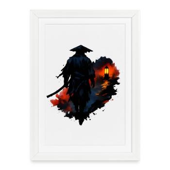 Marcheur nocturne avec lanterne - Affiche encadrée (27 × 37 cm) - blanc - Devant
