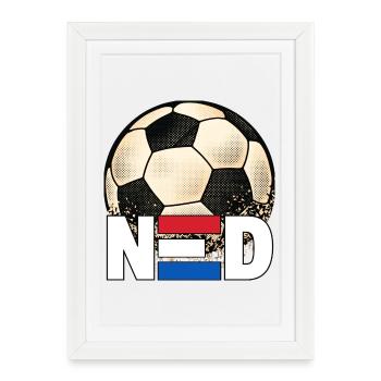 Maillot rétro de fans de football néerlandais de la NED - Affiche encadrée (27 × 37 cm) - blanc - Devant
