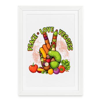 Peace Love Veggies Hand Graphic - Framed poster (27 × 37 cm) - white - Front
