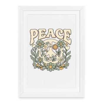 Fleurs rétro des années 60 de la paix - Affiche encadrée (27 × 37 cm) - blanc - Devant