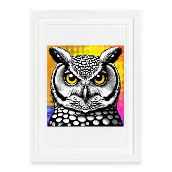 Eule - Gerahmtes Poster (27 × 37 cm) - Weiß - Vorne