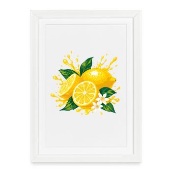 Explosion de couleur citronnée - Affiche encadrée (27 × 37 cm) - blanc - Devant