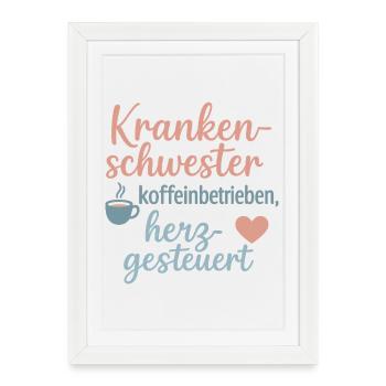 Nurse Coffee Heart Controlled - Framed poster (27 × 37 cm) - white - Front