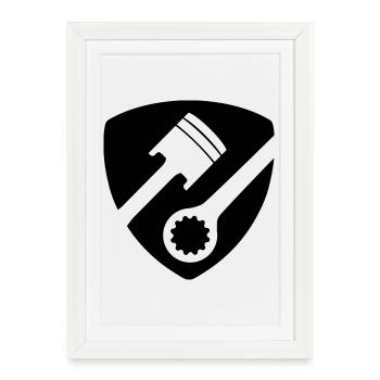 Automotive Mechatronics Technician Piston and Tool - Framed poster (27 × 37 cm) - white - Front