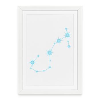 Signe astrologique de la Constellation du Scorpion Bleu pastel - Affiche encadrée (27 × 37 cm) - blanc - Devant
