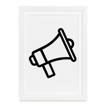 mégaphone - Affiche encadrée (27 × 37 cm) - blanc - Devant