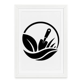 Gardener Shovel Plants Garden Motif - Framed poster (27 × 37 cm) - white - Front