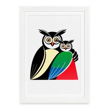 Motif hibou - Affiche encadrée (27 × 37 cm) - blanc - Devant