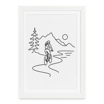 Cyclist woman in mountains - Framed poster (27 × 37 cm) - white - Front