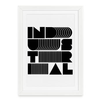 industrial Music Stacked Typography - Framed poster (27 × 37 cm) - white - Front