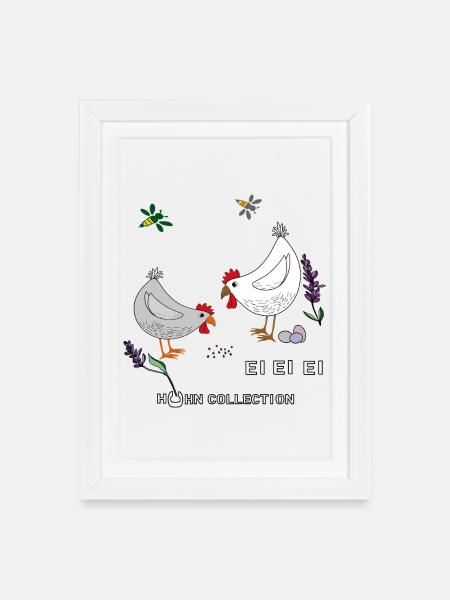 zwei Hühner - Gerahmtes Poster (27 × 37 cm) - Weiß
