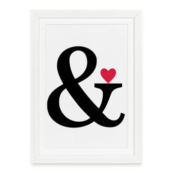 Esperluette coeur et amour signe cadeau d'amour - Affiche encadrée (27 × 37 cm) - blanc - Devant