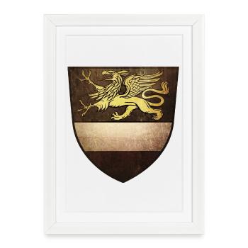 Rostock | Style vintage | Griffon - Affiche encadrée (27 × 37 cm) - blanc - Devant