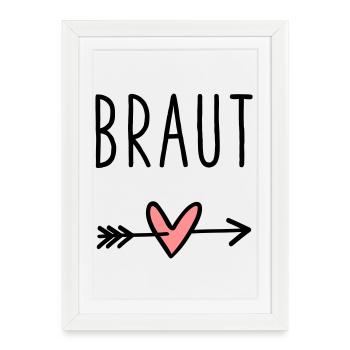 Cupidon coeur de la mariée arrow enterrement de vie de garçon - Affiche encadrée (27 × 37 cm) - blanc - Devant
