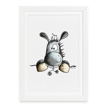 Mignon Âne - Affiche encadrée (27 × 37 cm) - blanc - Devant