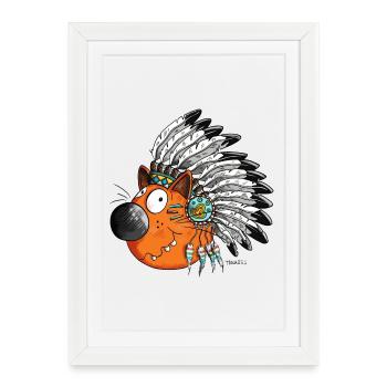 Indian Chat - Affiche encadrée (27 × 37 cm) - blanc - Devant
