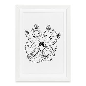 Cute Fox Couple - Foxes - Best Friends - Gift - Framed poster (27 × 37 cm) - white - Front