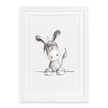 Happy donkey - animal - Framed poster (27 × 37 cm) - white - Front