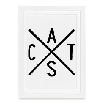 Chats - Affiche encadrée (27 × 37 cm) - blanc - Devant