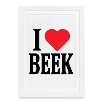 t-shirt J’adore Beek Nederland idée cadeau - Affiche encadrée (27 × 37 cm) - blanc - Devant