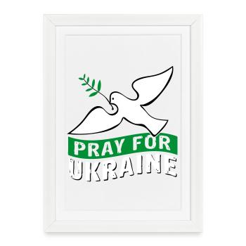 Priez pour l’Ukraine avec des | pigeons Vectorgraphique - Affiche encadrée (27 × 37 cm) - blanc - Devant