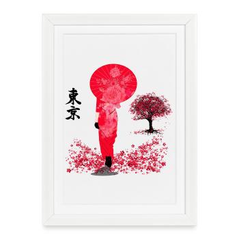 LA DAME EN | ROUGE AMBIANCES ROUGES ESTHÉTIQUES - Affiche encadrée (27 × 37 cm) - blanc - Devant