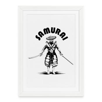 Icône Samurai Drawing Sketch Symbol Illustration - Affiche encadrée (27 × 37 cm) - blanc - Devant