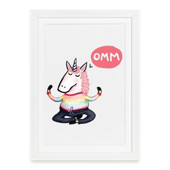 Yoga Unicorn omm - Framed poster (27 × 37 cm) - white - Front
