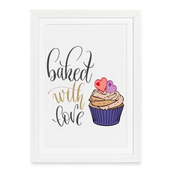 Cuisiner avec amour - Affiche encadrée (27 × 37 cm) - blanc - Devant