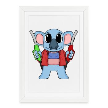 Préposé à la station-service Station d’essence Koala - Affiche encadrée (27 × 37 cm) - blanc - Devant