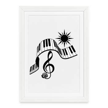 Paysage musical - Affiche encadrée (27 × 37 cm) - blanc - Devant
