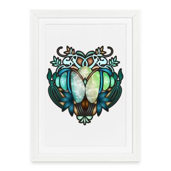 Ornement Art Nouveau en verre transparent - Affiche encadrée (27 × 37 cm) - blanc - Devant