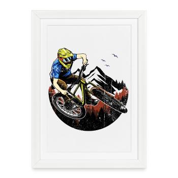 Peak Rider : action en VTT - Affiche encadrée (27 × 37 cm) - blanc - Devant