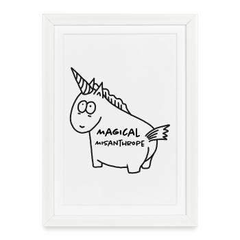 Licorne - Misanthrope magique - Affiche encadrée (27 × 37 cm) - blanc - Devant