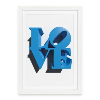AMOUR 3D Cyan - Affiche encadrée (27 × 37 cm) - blanc - Devant