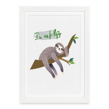 Sloth i'm not lazy - Framed poster (27 × 37 cm) - white - Front