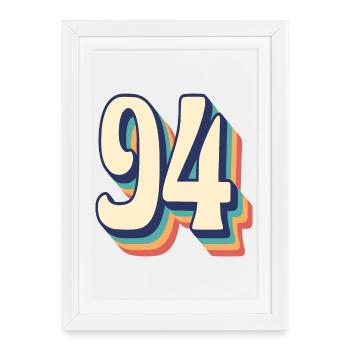 Vintage Retro T-Shirt Number 94 Ninety Four - Framed poster (27 × 37 cm) - white - Front
