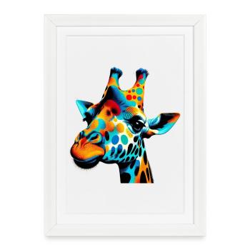 Girafe Pop Art - Affiche encadrée (27 × 37 cm) - blanc - Devant