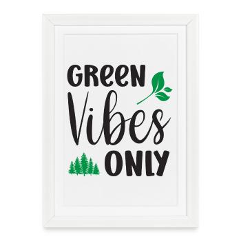 Green Vibes Only - Framed poster (27 × 37 cm) - white - Front
